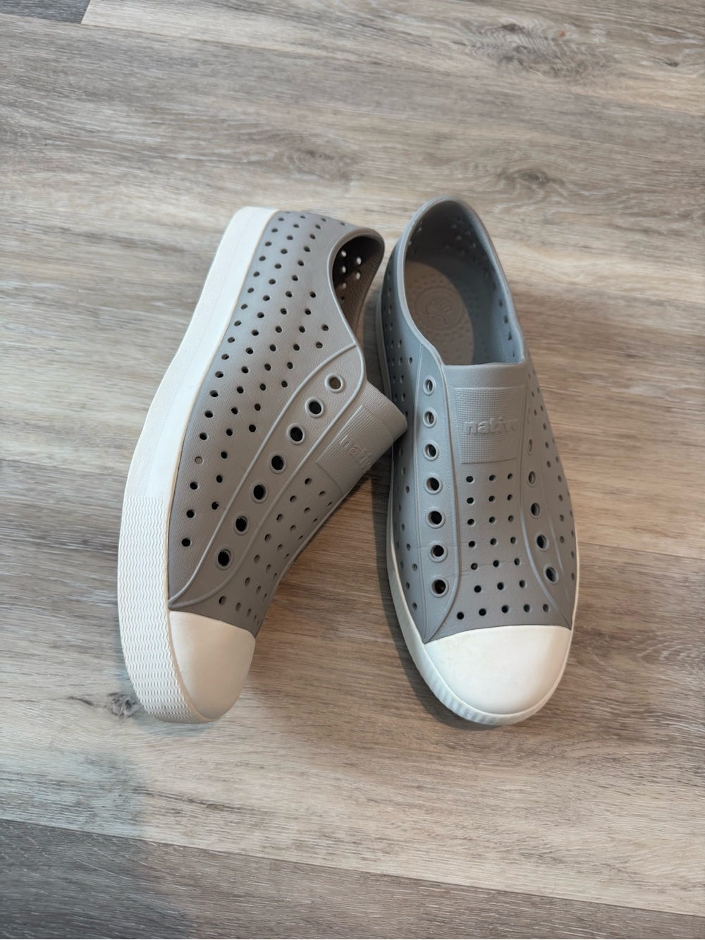 Native Shoes Jefferson EVA Slip-On Sneakers in Pigeon Grey/Shell White unisex